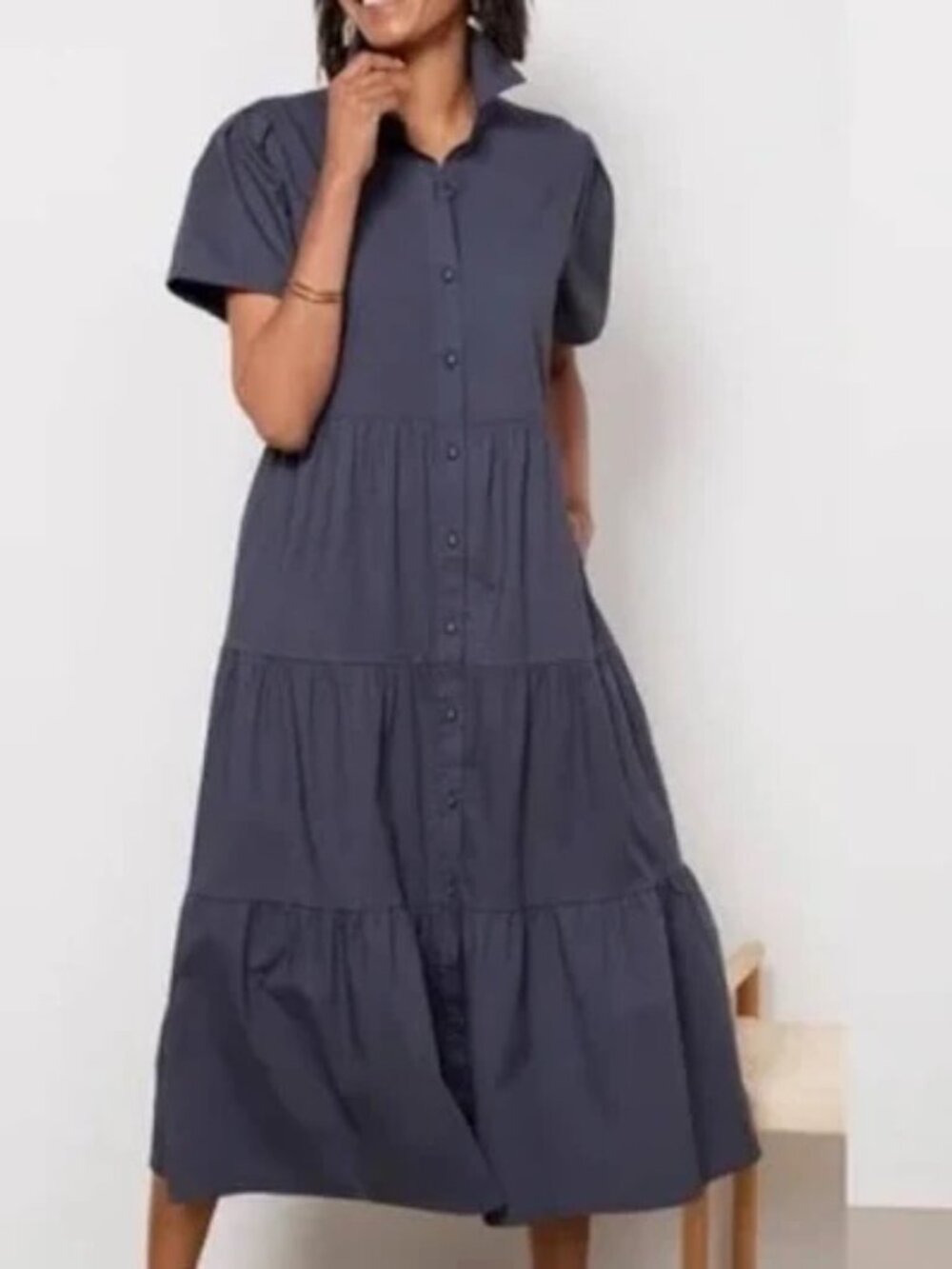 Evereve Midnight Blue Button-Up Dress